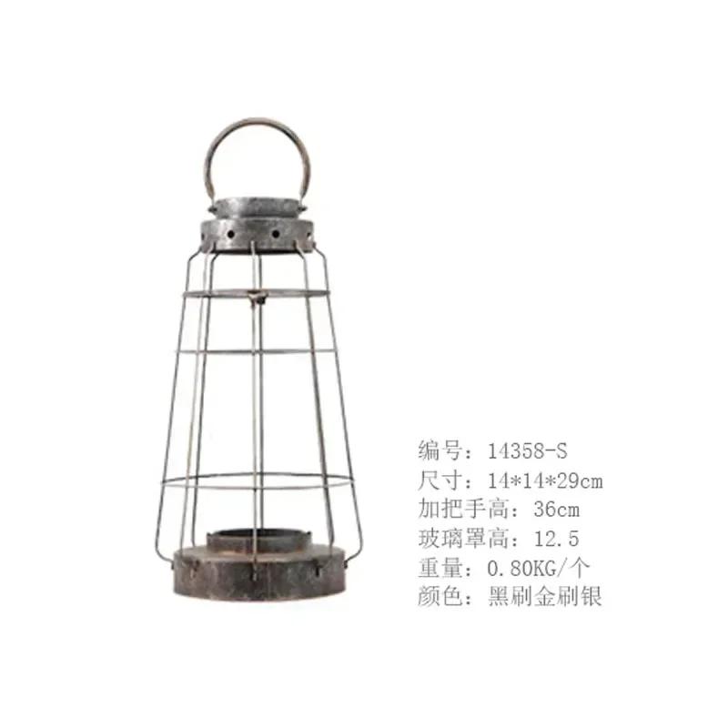 Hollowing Out Cage Portable Candlestick Metal Ironwork Retro Style Home Furnishings Courtyard Desktop Garden Ornaments Decorate