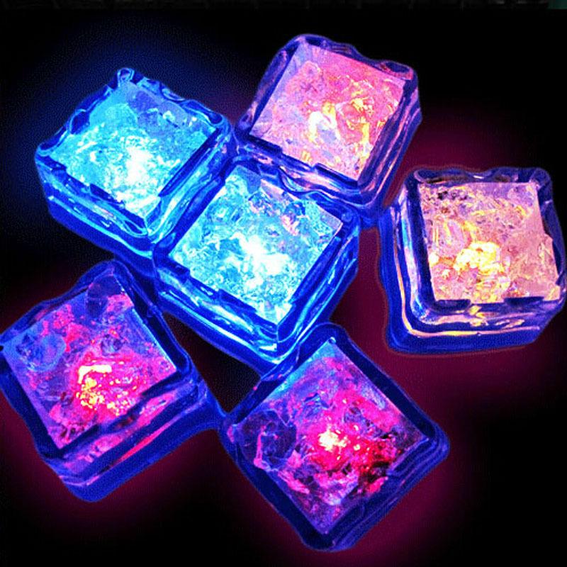 LED Flashing Glow Ice Cubes - Colorful Sensor Lights for KTV, Bars, and Weddings