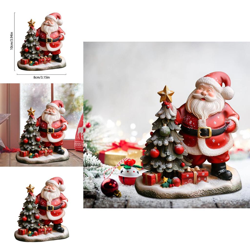 Figurina in Resina di Babbo Natale e Albero di Natale Decorazione per la Casa Regalo per le Festività di Halloween