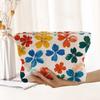 New Portable Floral Cosmetic Bag Corduroy Lightweight Zipper Makeup Organizer Multifunctional Large Capacity Storage Bag Travel