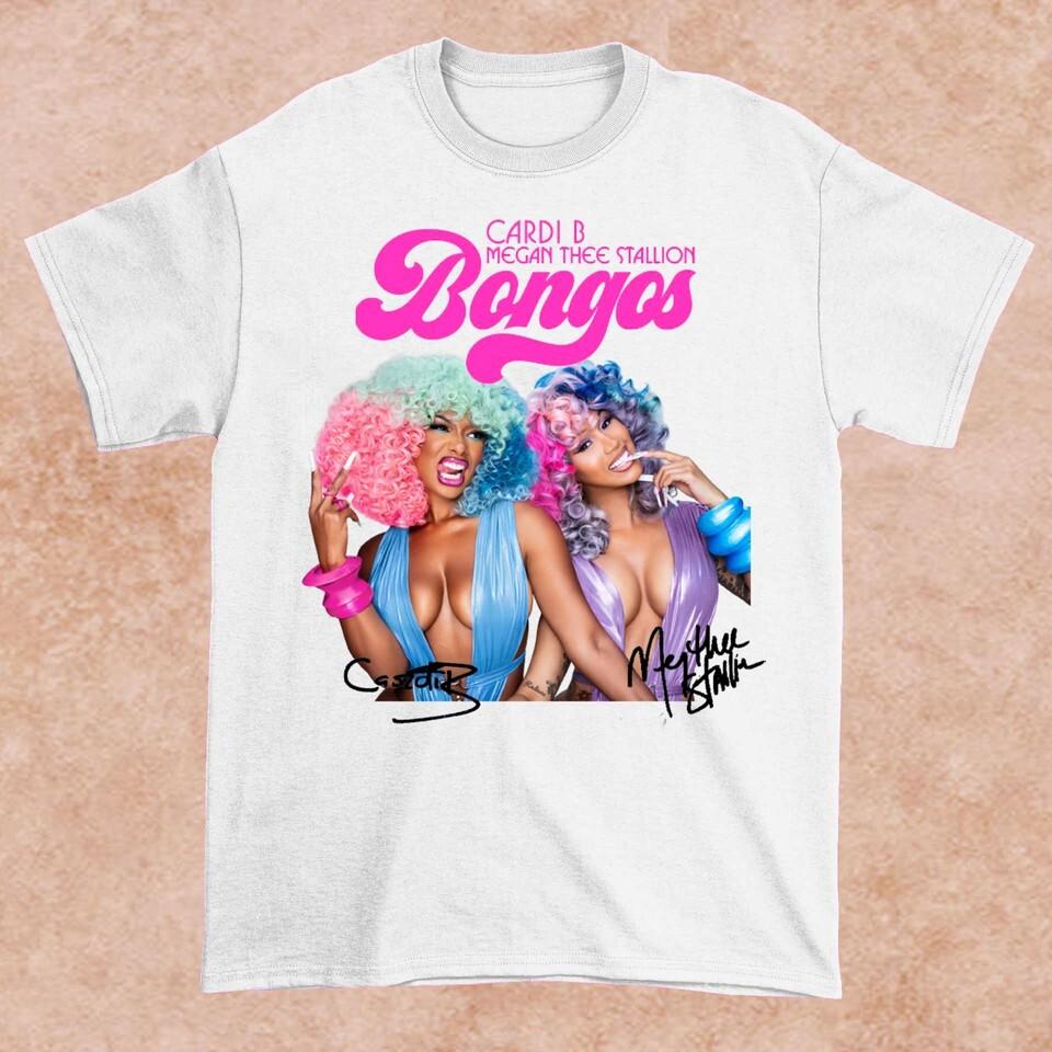Hot CARDI B- MEGAN THEE STALLION BONGOS White All Size Shirt KH1216 Unisex T-Shirt