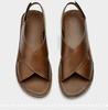 Men's Plus Size Leather Slides: Casual, Breathable, Non-Slip Summer Sandals. Versatile Beach Shoes in Sizes 46-47.