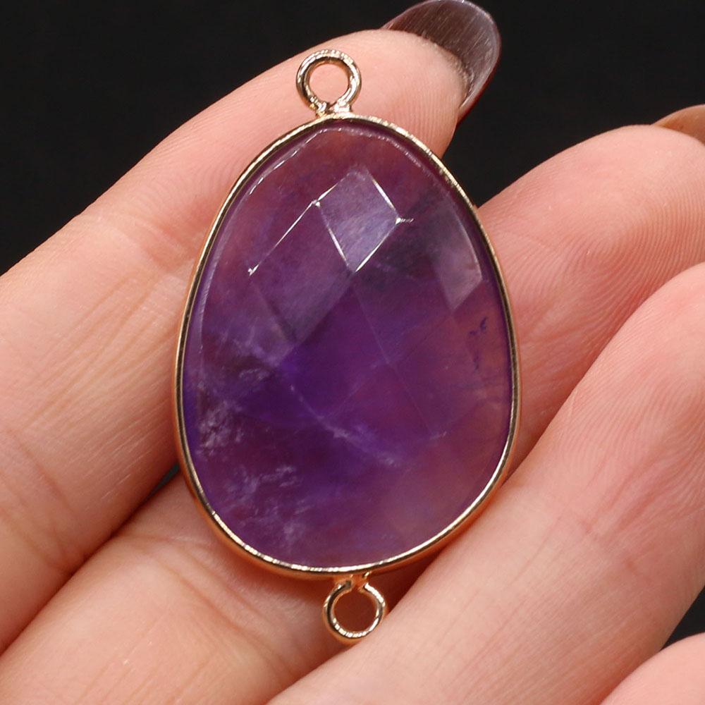 1Pc Reiki Healing Crystal Connector, Energy Natural Stone Gemstone Pendant Connectors for Jewelry Making DIY Necklace Bracelet Accessories Crafts
