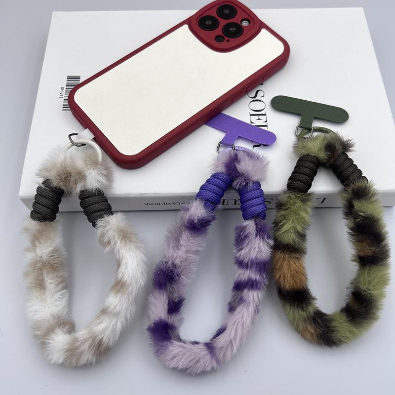 Plush Phone Lanyard Short Multi-Colored Wrist Rope Creative Keychain To Prevent Rope Loss Phone Case Lanyard