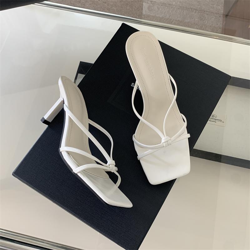 New Style Summer Women Clip Toe Slippers Fashion Dress Slide Shoes Ladies Women's Elegant High Heel Footwear Zapatos Mujer