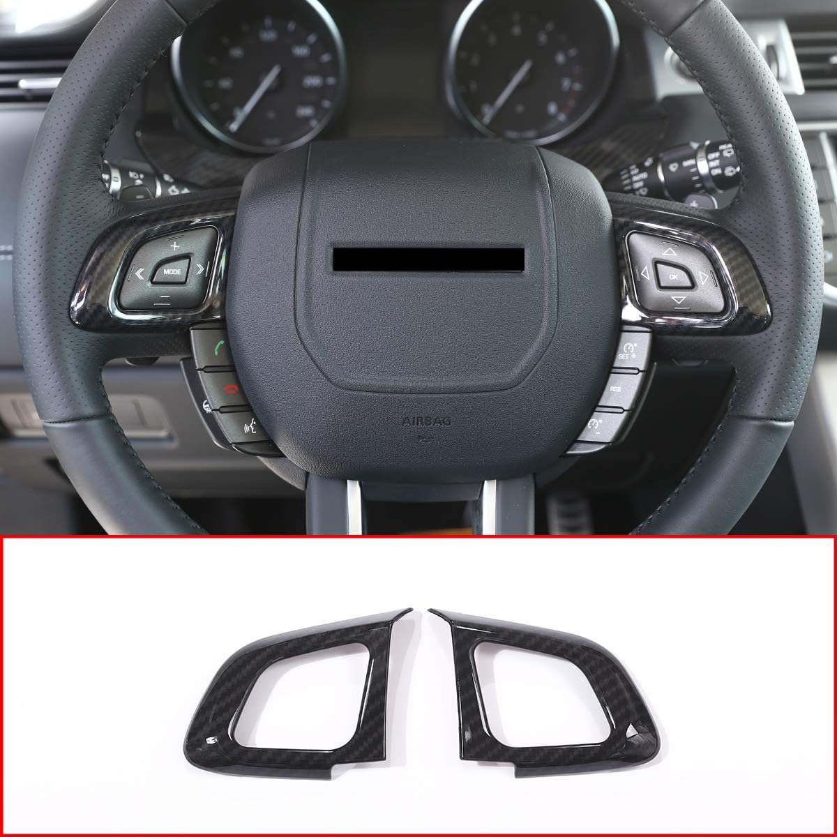 

ABS Carbon Fiber Style Car Steering Wheel Button Frame Trim for Land Rover Range Rover Evoque 2012-2017 Car Interior Modification Decorative