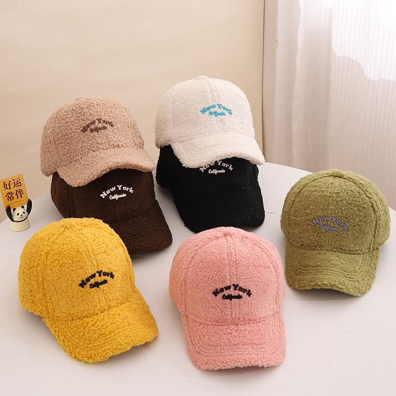 Children's Hat Korean Style Boys and Girls Lamb Velvet Warm and Cold Proof Duck Cap Autumn and Winter Cute Baby Baseball Cap Trend
