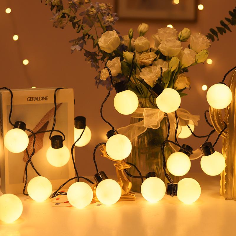 LED-Runde Kugelkette Lichterkette für Schlafzimmer, Außenbereich, Camping und Feiertagsdekorationen