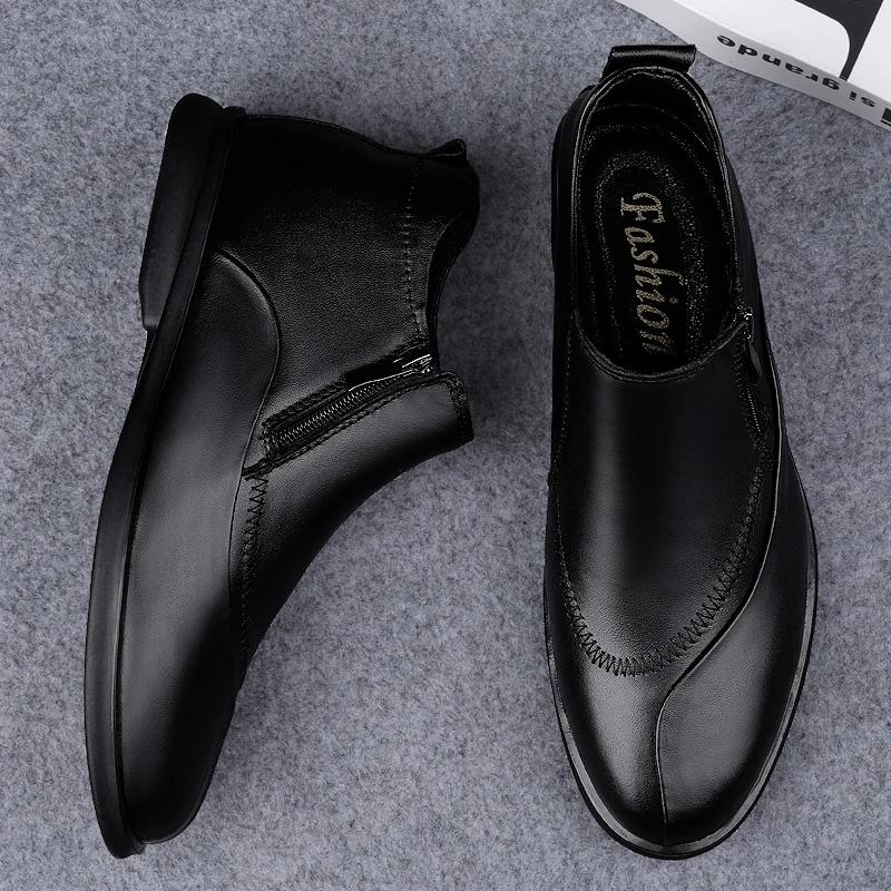 Fashion Italian Men's Genuine Leather Shoes Brand Business Dress Shoe All-Match Comfy Casual Wedding Breathable Antiskid Walking Shoes