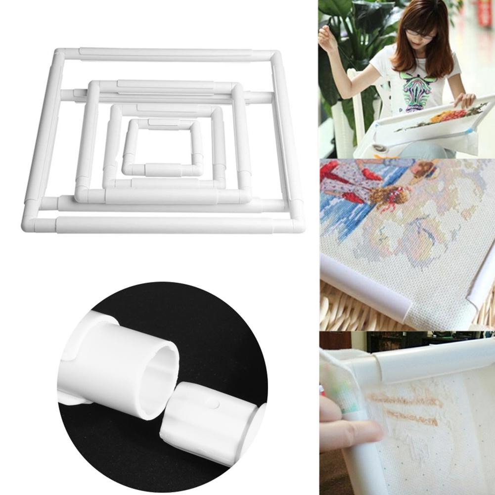 PP Cross Stitch Frame White Square Shape Quilting Frames DIY Craft Need Assembled for Cross Stitching Quilting for Sewing