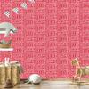Polynesian Geometric Pattern Wallpaper Coral and Red 50x1000