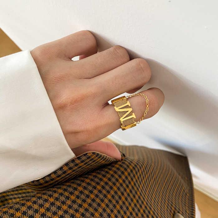 18k Gold Titanium Steel Leaf Ring - Korean High-End Cold Style Jewelry