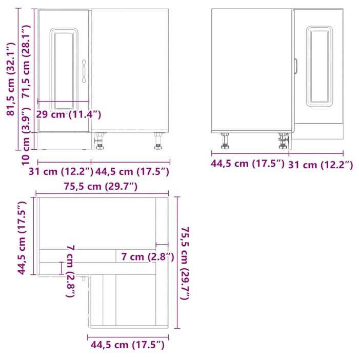 VidaXL Kalmar Corner Kitchen Cabinet Old Wood Engineered Wood 853515