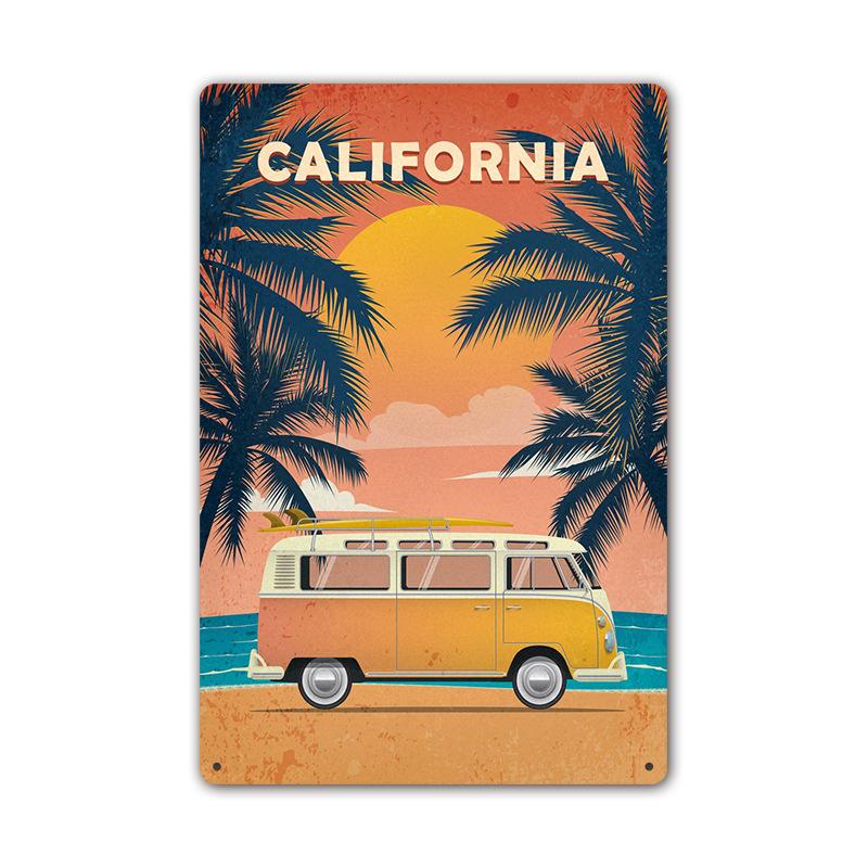 Vintage Tin Art of Summer Beach Scenes: Ideal Wall Murals for American Bar Backdrops and Home Decor