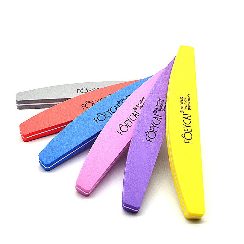 FOEYCAI Half-Moon Sponge Nail File: Dual-Sided Square Strips for Shaping and Polishing