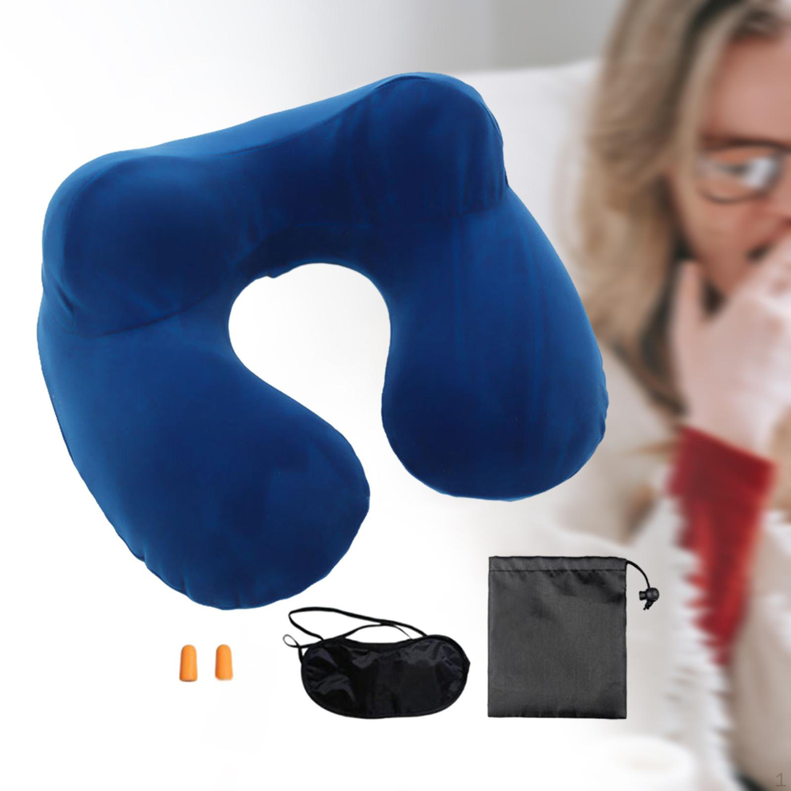 

Подушка для путешествий Автоматическая надувная съемная компактная складная кровать U-образная шея синий