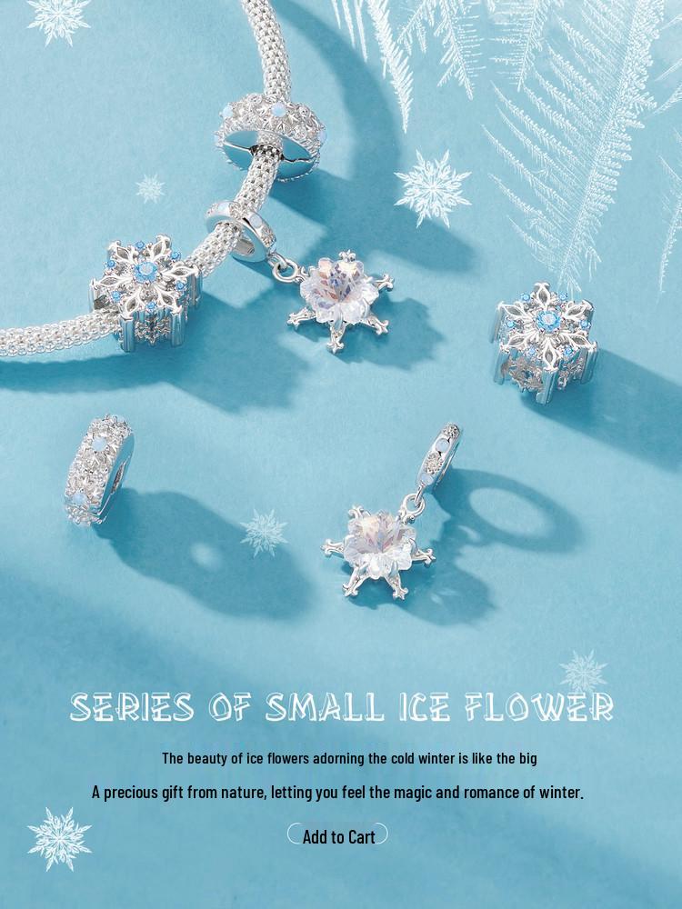 Avle Original Snowflake DIY Pendant: S925 Sterling Silver-Plated Beads Jewelry for Women