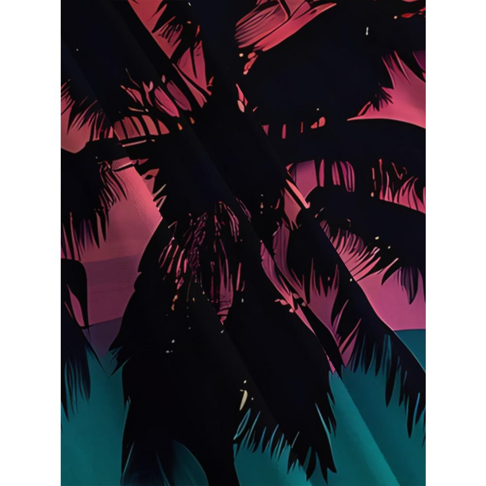 Ladies' Coconut Tree Sunset Printed Short Sleeved T-shirt