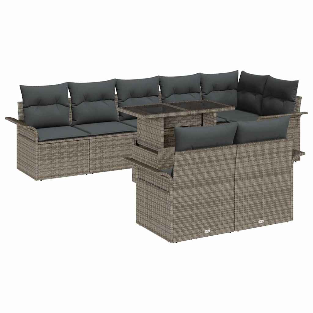 9 Piece Grey Garden Sofa Set with Cushions