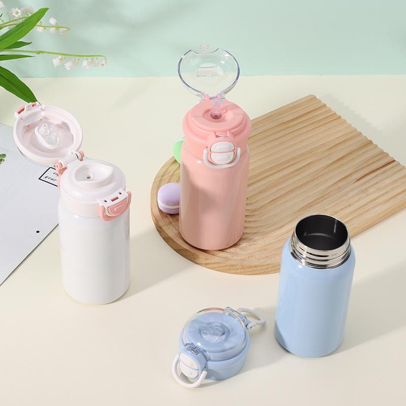 304 Stainless Steel Double Drink Pea Cup Double Layer Thermos Cup Small Fresh Student Outdoor Portable Bouncing Cup