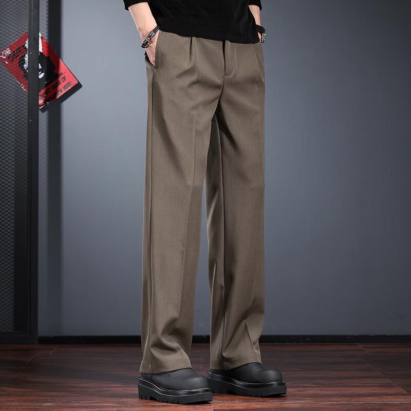 Jie Leinuo Men's Casual Straight-Leg Suit Pants