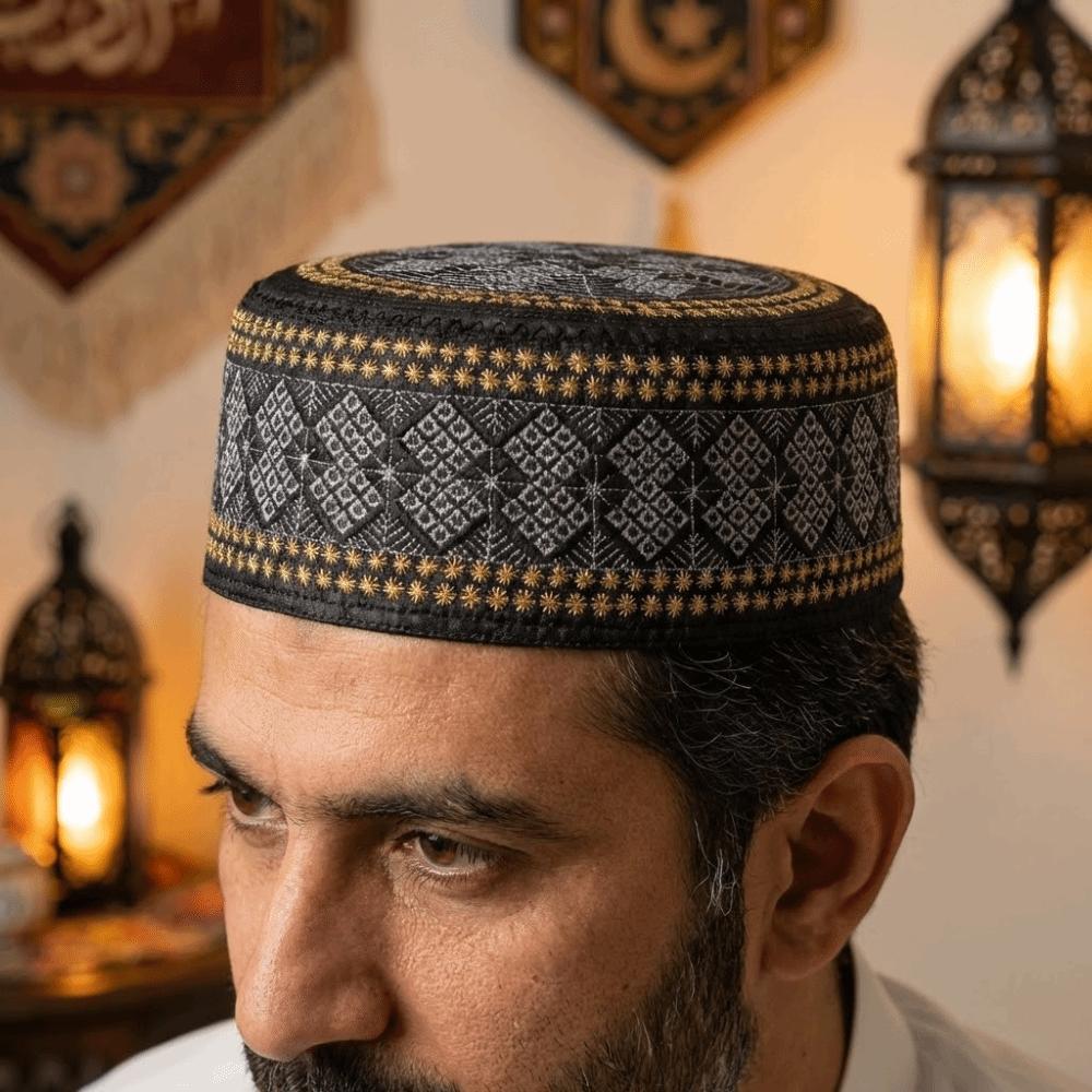 Turban Hats Ethnic Style Islam Flat Cap Breathable Round Embroider Bonnet Beanie Comfortable Thin Ramadan Hat Ethnic Male