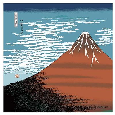 Jiyufu Großes 118cm Furoshiki Ukiyo-e (Roter Fuji)