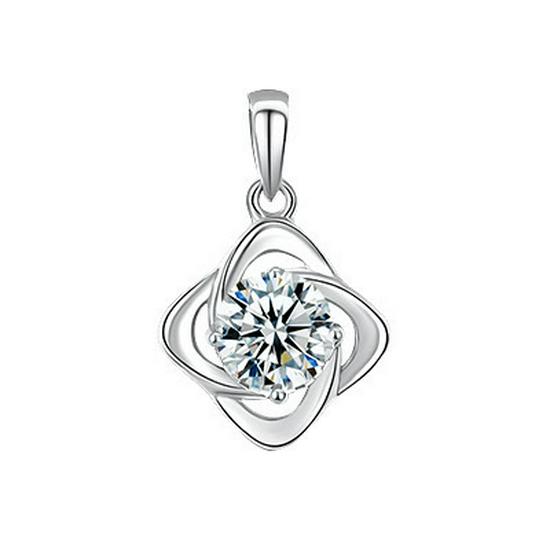 S999 Sterling Silver Four-Leaf Clover Pendant Necklace - Elegant Valentine s Day Gift for Her Pure Silver