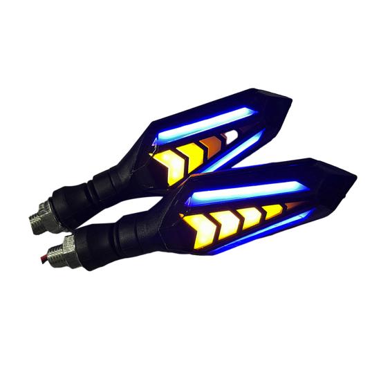 

1 пара корпусов указателей поворота для мотоцикла, двухцветный водонепроницаемый указатель поворота для мотоцикла синий