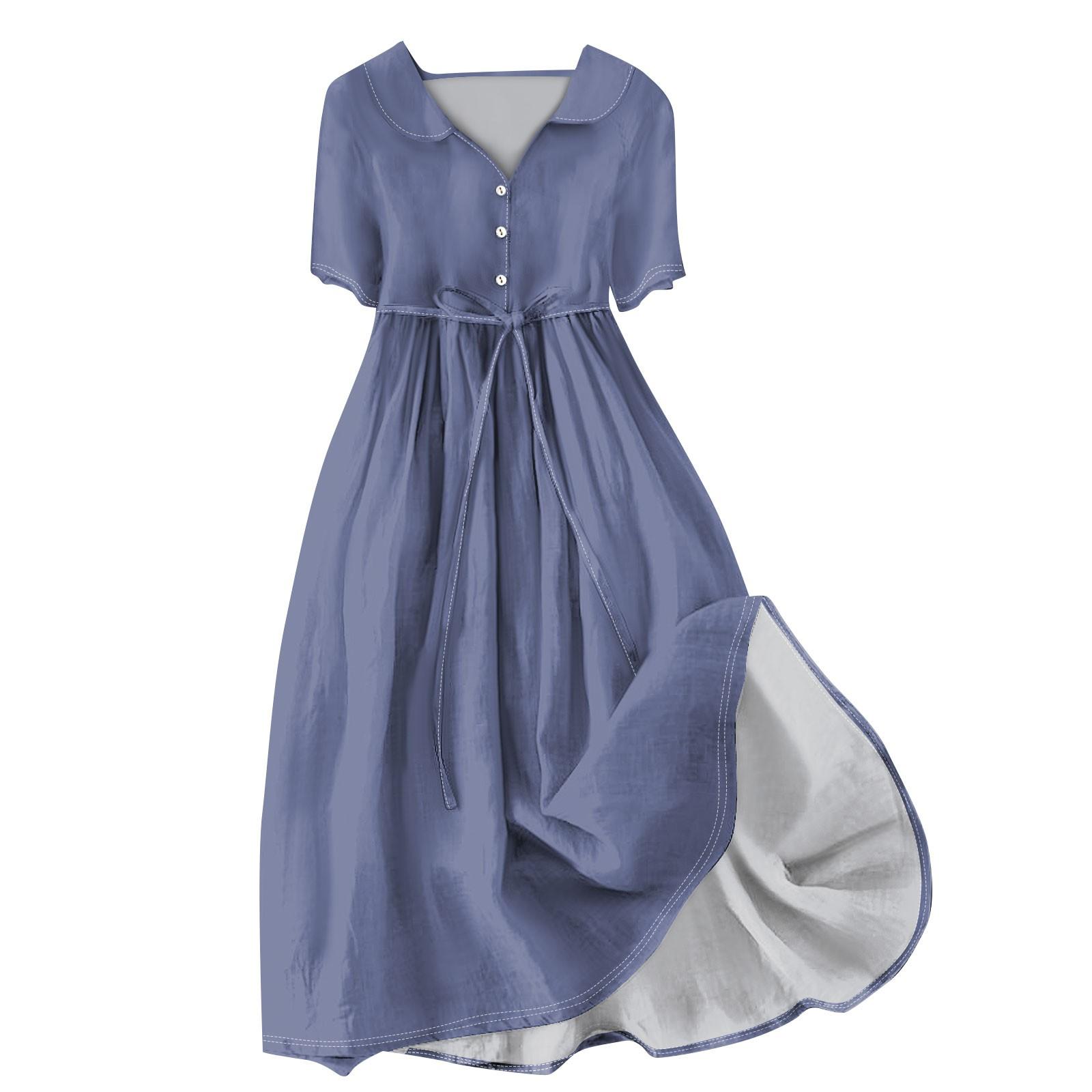 Женская мода сплошной цвет воротник с лацканами пуговицы с коротким рукавом одежда ремни — фото 3