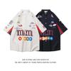 Men's American Retro Hiphop Street Racing Short-Sleeve Summer Shirt - Trendy, Motorcycle-Inspired, Loose, Thin Design