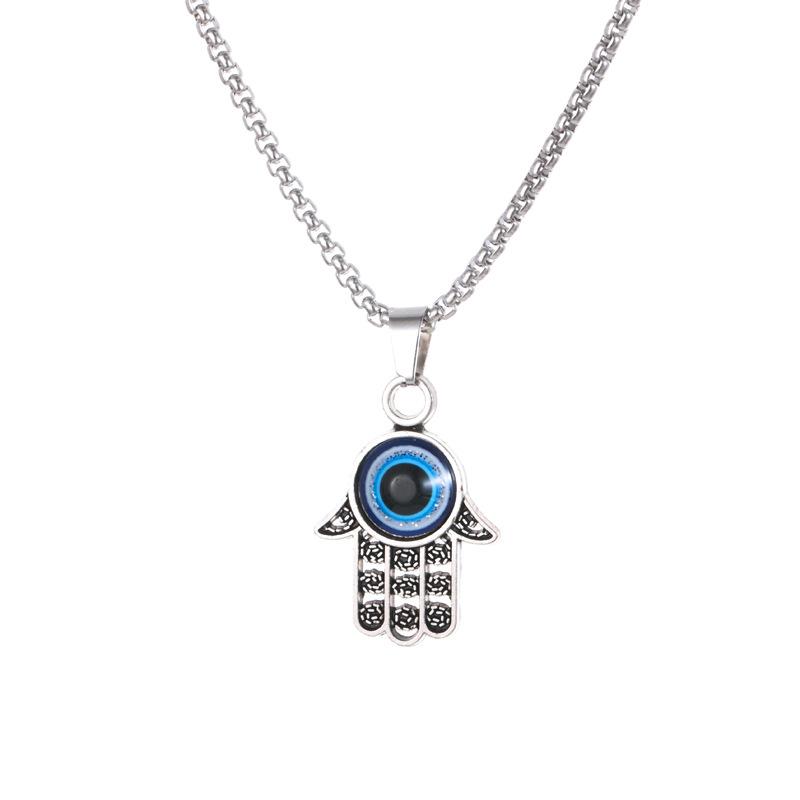 New Fashion Hand of Fatima Devil's Eye Necklace Hip-Hop Feeling Jewelry