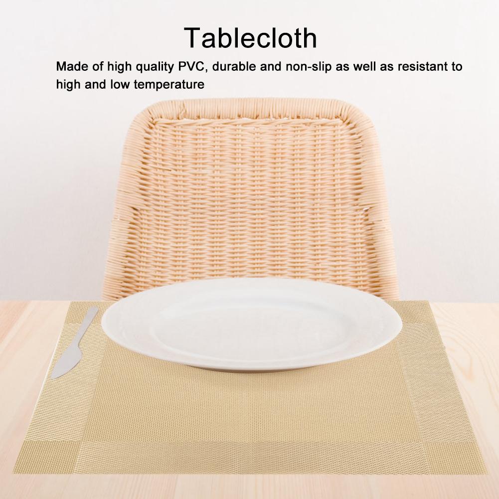 4 Pcs Placemat Fashion PVC Dining Table Mat Plate Pads Coasters Table Cloth Pad(Gold)