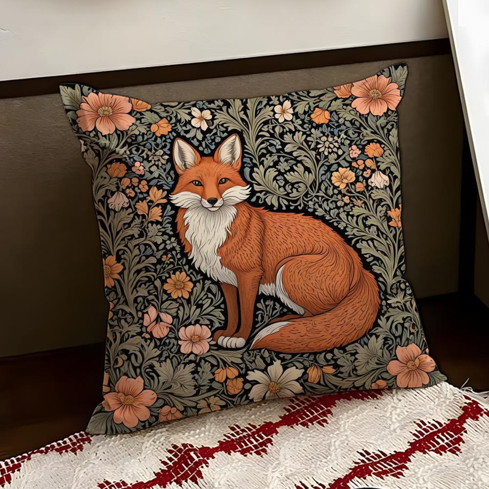 WWilliam MMorris Art Fox Cushion Cover Reversible Soft Durable Pillow Cover Home Car MultiScene Use for Daily Comfort
