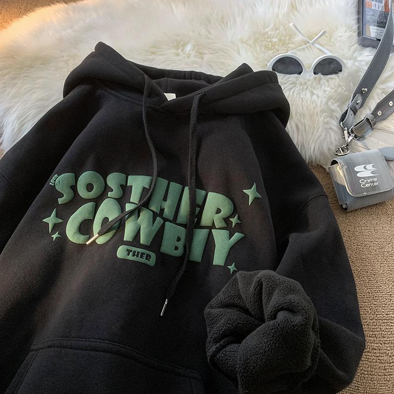 Men's Autumn and Winter Fleece Thickened Teen Junior High School Hoodie Jacket