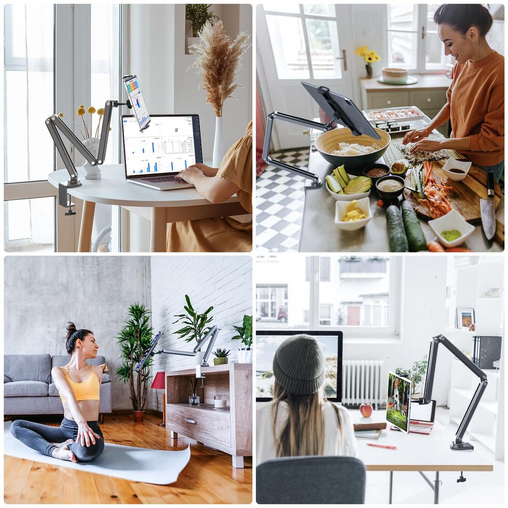 KUXIU Tablet Sleeping Tablet Sturdy Aluminum iPad Stand Up to 60cm Height 5 Angle Compatible with inch and Kindles Arm, Stand, Arm, Adjustment, 360°