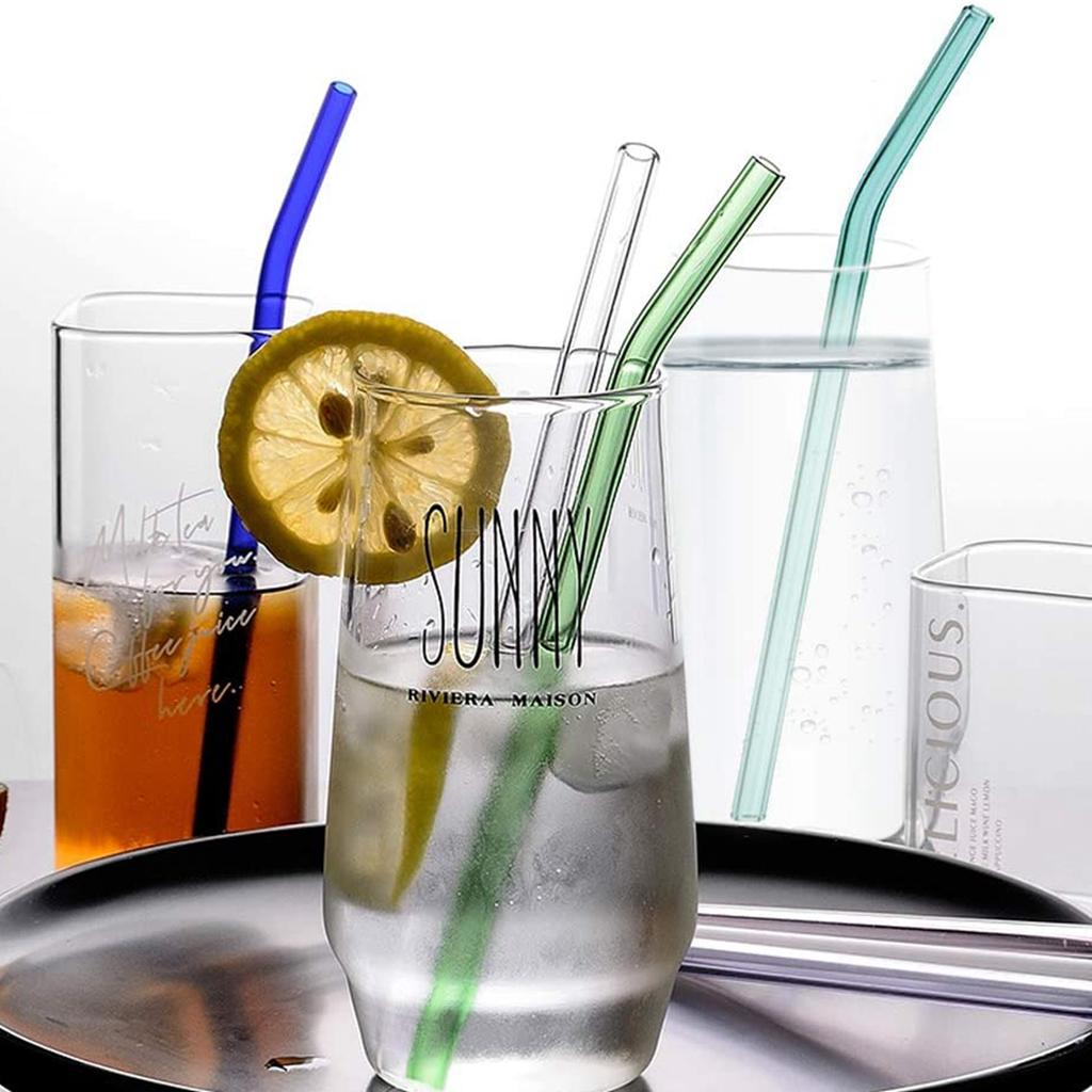 8Pcs Reusable Glass Straws Gift Box Packing Colorful Glass Drinking Straws Eco Friendly Glass Straws for Cocktail Juice Milk