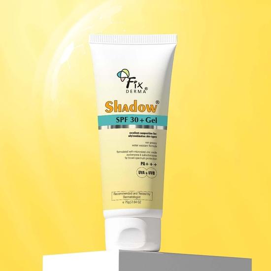 FIXDERMA Shadow Sunscreen Spf 30+ Pa+++ Gel|Sunscreen For Oily Skin, Body&Face|Women & Men|Non Greasy&Water Resistant-40Gm