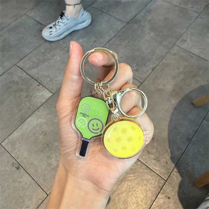 Creative Cartoon Pickleball Paddle Keychain Ornament - Fun Unisex Backpack Pendant Gift