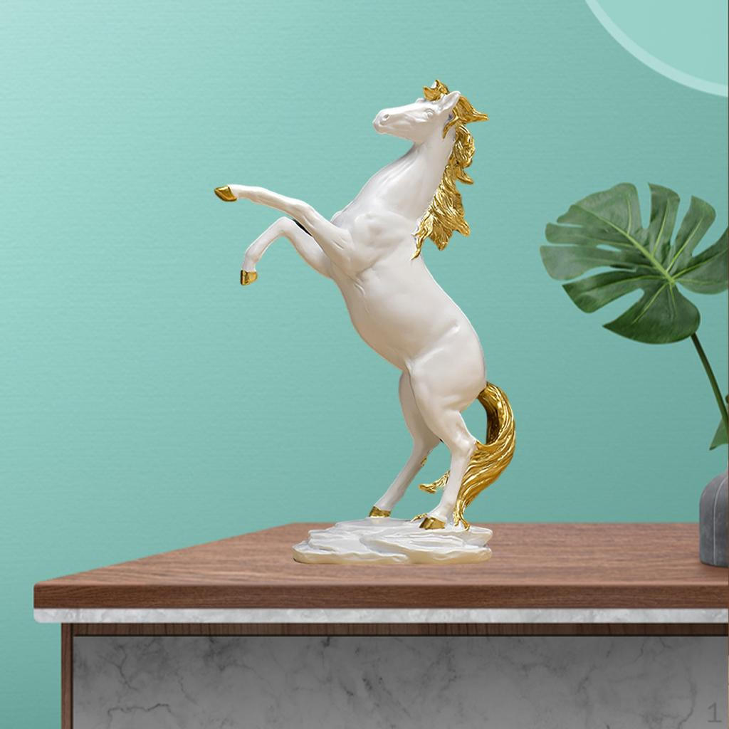 Galloping Horse Decoration Shelf Statue office White Gold