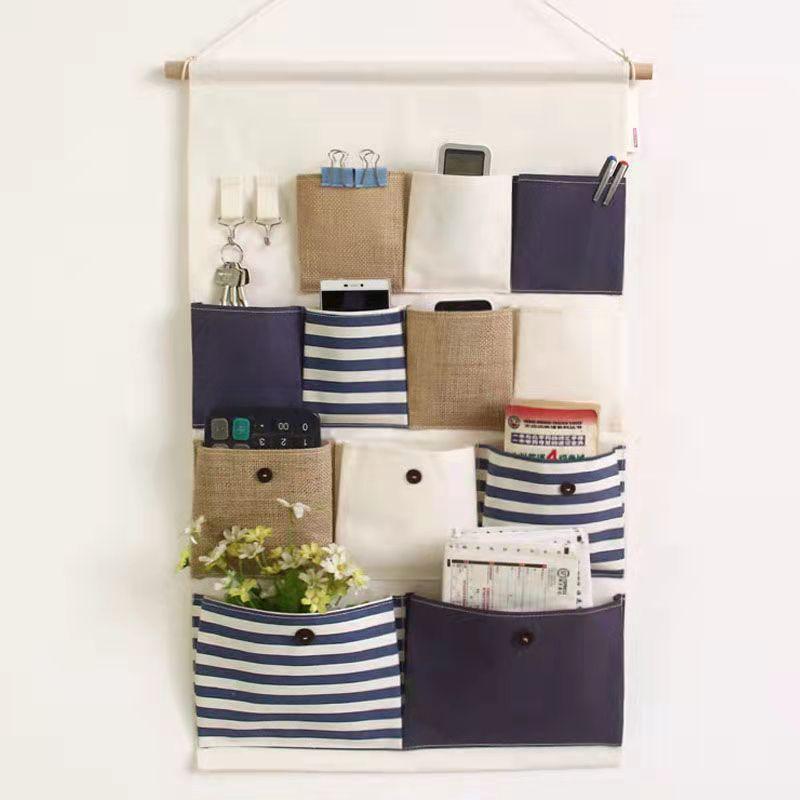12/13 Pockets Fabric Hanging Bag Storage Bag On The Wall Behind The Door Dormitory Storage Bag Home Mobile Phone Sundries Decoration Hanging Pocket