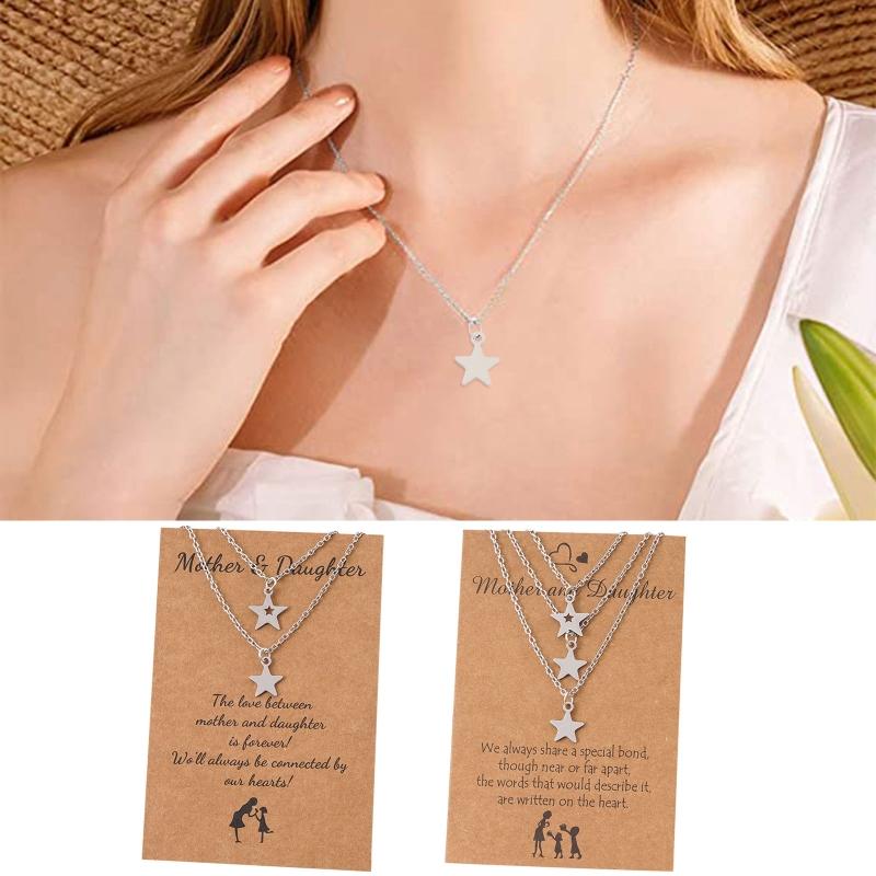 2/3 Pieces Retro Vintage Star Charm Necklace Birthday Gifts Friendship Chain Necklace with Message Card Jewelry Present