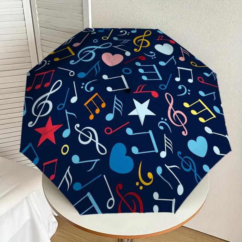 

1pc Music Notes Star Heart Pattern Umbrella with Plastic Handle,Suitable for All Seasons Home Travel Outdoor UmbrellaDD1637