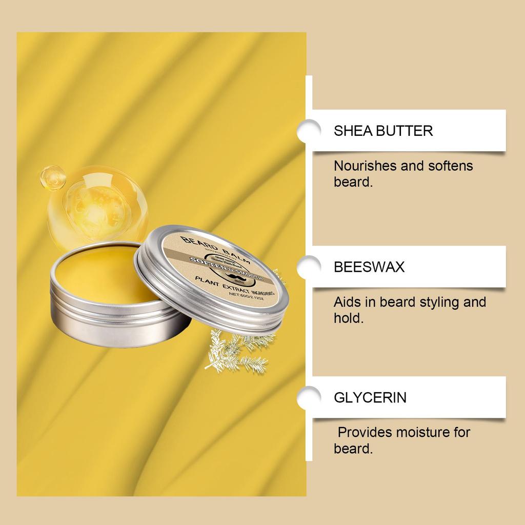 60g Men's Beard Grooming Wax – Moisturizing Styling Wax for a Shiny, Braided Beard Look. Travel-friendly Size.