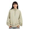 Li-Ning Hot Sweat Series Solid Color Stand Collar Short Casual Sweatshirt Women Sweatshirt Foam-Khaki AWDT504-3