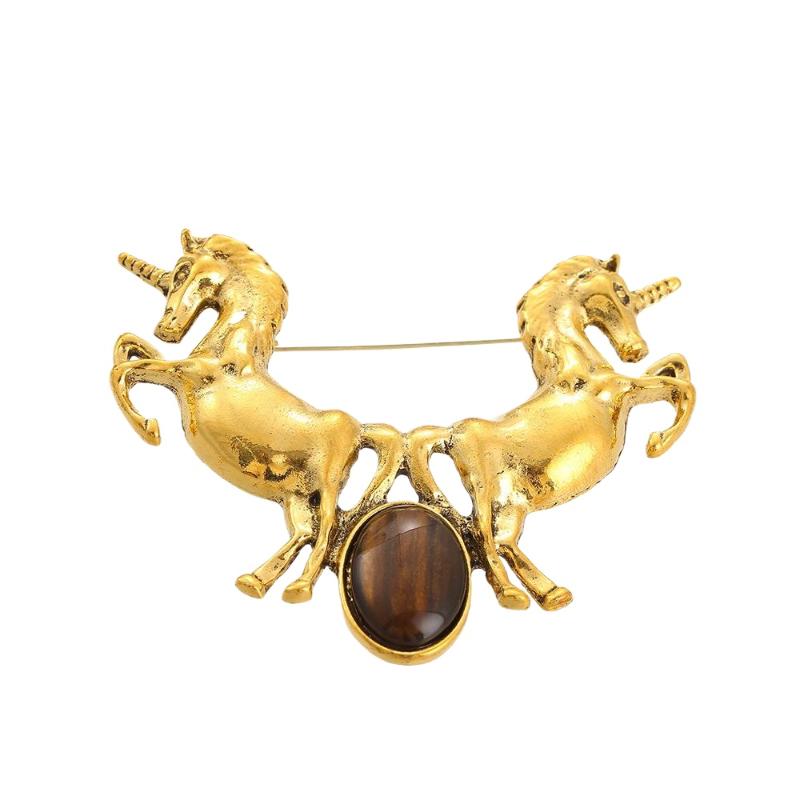 Vintage Two-tone Running Horse Brooch Pin - Unisex Animal Lapel Pin for Women Men Party Casual Daily Gift Accessory