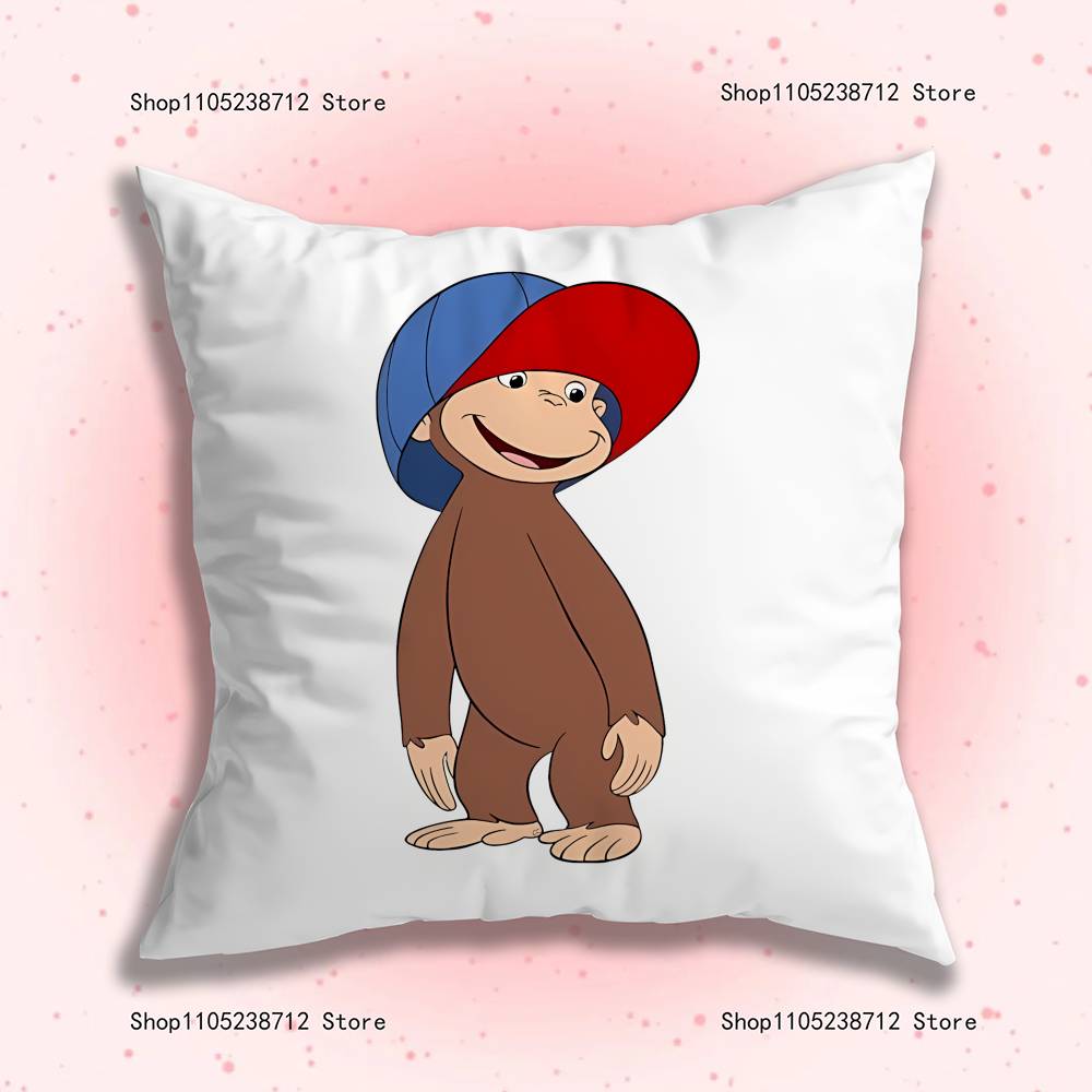 C-Curious Affe G-George Kissenbezug Kissenhülle Kissen Plüsch Jungen Mädchen Cartoon Anime Kawaii Dekoration Kindergeburtstag Niedliche Geschenke