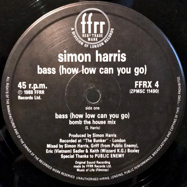 

12inch Record SIMON HARRIS - Bass (How Low Can You Go) (Bomb The FFRX4 FFRR 1988 UK Dance & Electronica Used