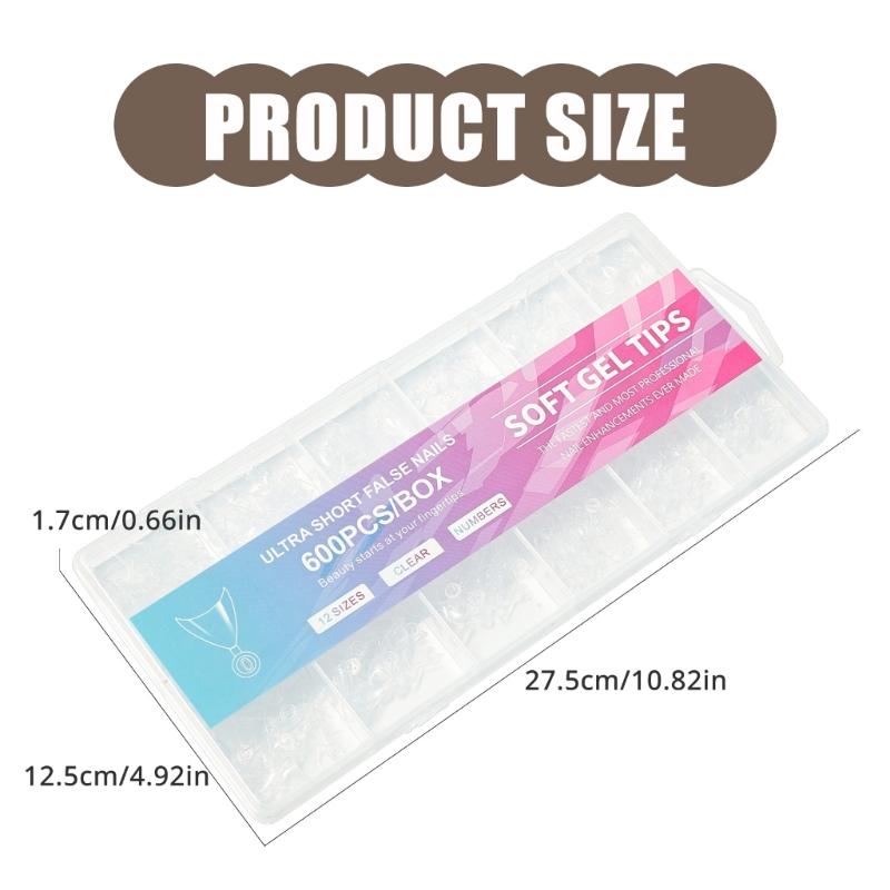 600 Stück Kurze Halbabdeckung Falsche Nägel Freundliche Nagelspitzen Maniküre Nageldekoration Für Salon oder Zuhause Schnelle Nagelkunst