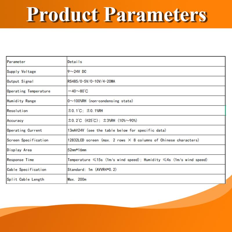 Digital Display Transmitter with Temperature Humidity Sensor Probe RS485 Analog 0-5V 0-10V 4-20mA Waterproof Temperature Sensors